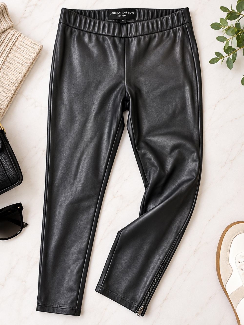 Generation Love New York Black Faux Leather Leggings – Size Medium